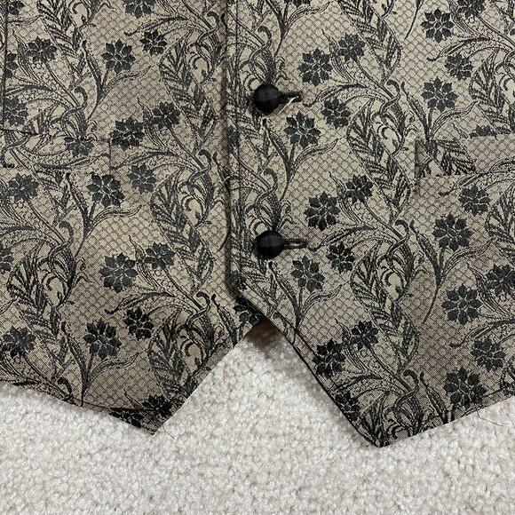 Wah Maker Vest Mens XL Gold Black Floral Brocade Western Frontier Made USA - Picture 2 of 8
